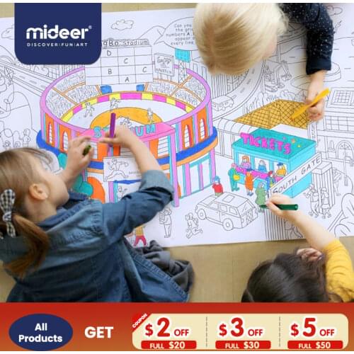 MiDeer Drawing Toys Baby Painting Scroll 10m Giant Theme Scenes Element Of Life 3Y+ Imagination Graffiti Coloring Game