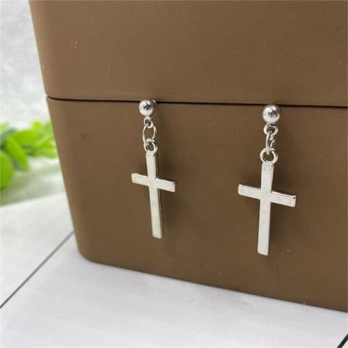 New Fashion Cross Hanging Earrings For Mens And Womens Punk Gothic Hip Hop Rock Bohemian Jewelry Stainless Steel Party Gift