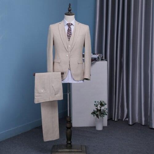 Newest Design Grooms Wedding Suits Tuxedos Customized Men 3 Pieces Suits (jacket+Pants+vest) Casual Slim Fit Prom Party Men