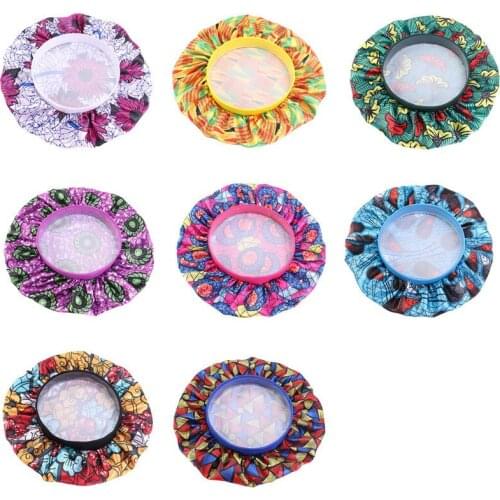 2020 New Childrens Satin Round Hat African Printed Stretch Wide-Brimmed Night Hair Caps Care Bonnet Styling Fashion