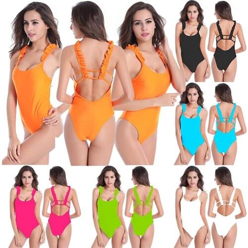 New Open Back one-piece swimsuit with sexy ruffles and high-waist bikini one-piece swimsuit 2021 womens summer corset beachwear