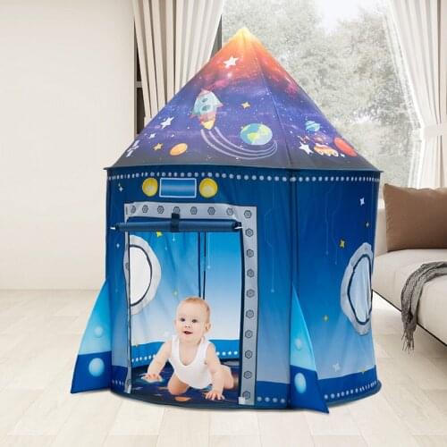 135CM Kids Play Tent Ball Pool Tent Portable Indoor Outdoor Baby Play Tents Boy Girl Space rocket House Hut For Kids Toys