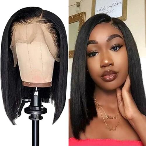 Jaycee 13x4 Blunt Cut Bob Wig Short Lace Closure Human Hair Wigs Brazilian Straight Bob Wigs With Baby Hair Remy Lace Wig