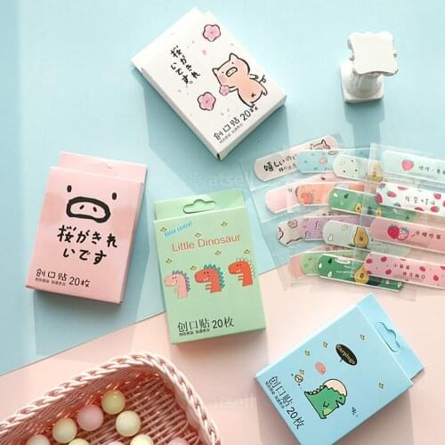 20PCS/BOX Woundplast First Aid Cute Cartoon Pattern Band Adhesive Sterile Bandages Plaster Emergency Kit for Kids Children
