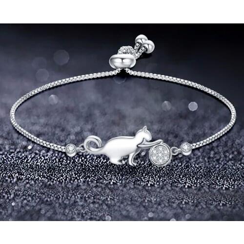 PNGJNG Womens Hand Bracelets Cat And Ball Charm Bracelets On Hand For Women Friends Box Chain Jewelry Gift 2021 jewelry