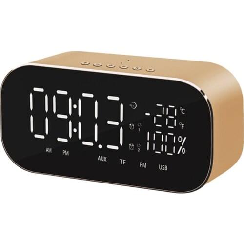 S2 Portable Wireless Speaker Support Temperature LCD Display FM Radio Alarm Clock Wireless Stereo Subwoofer Music Player