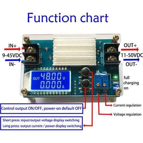 DC-DC Boost Converter CC CV Module 9-45V 3.3v 5v 12v 24v 5A Adjustable Voltage Regulated Power Supply digital LCD Voltmeter amp