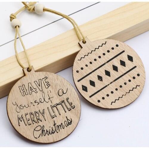 12pcs Wooden Christmas Globbles Hanging Ornaments DIY Bookmark Christmas Tree Party Decorations Scrapbooking Accessories 6x5.5cm