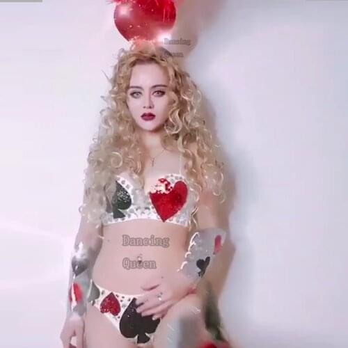 The sexy sparkly sequined poker ensemble is a full set of actresses' costumes for the singers DJ