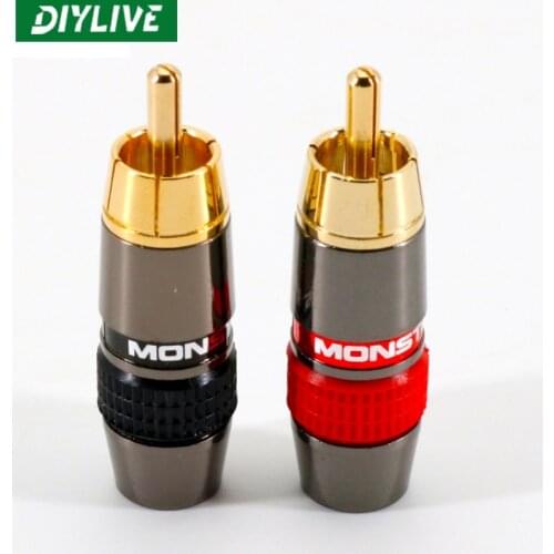DIYLIVE 2PCS RCA plug fever pure copper gold-plated monster lotus head HIFI audio accessories amplifier DIY audio cable