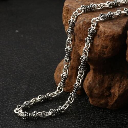 Wholesale S925 Sterling Silver Jewelry Vintage Thai Silver Classic Creative Hipster Men Clavicle Necklace