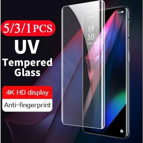 5-1Pcs cover for OPPO Reno 3 4 pro 5G 5 6 pro plus UV Tempered Glass phone screen protector UV Glass smartphone protective film