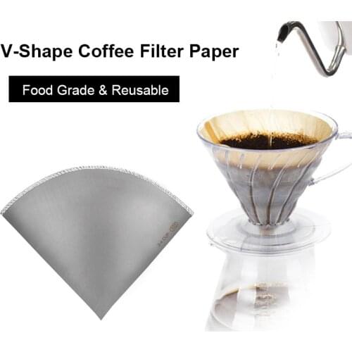 Stainless Steel Coffee Paper Coffee Filter for Drip Coffee Maker, Reusable V60 Coffee Metal Filter Holder & Hanging Ear Style