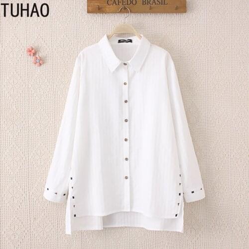 TUHAO Womens Tops and Blouses Plus Size 5XL 4XL 3XL Womens Office Lady Solid Shirt Large Size Casual Bottom Blusas Shirt WM03