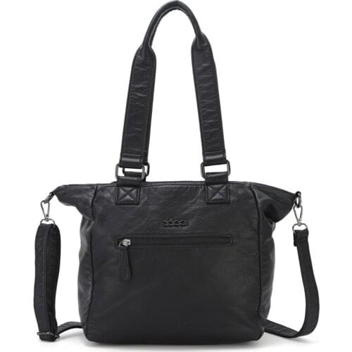 Women Vintage Tote Soft Washed PU Leather Handbag Shoulder Bag Lady Purse with Adjustable Long Shoulder Strap