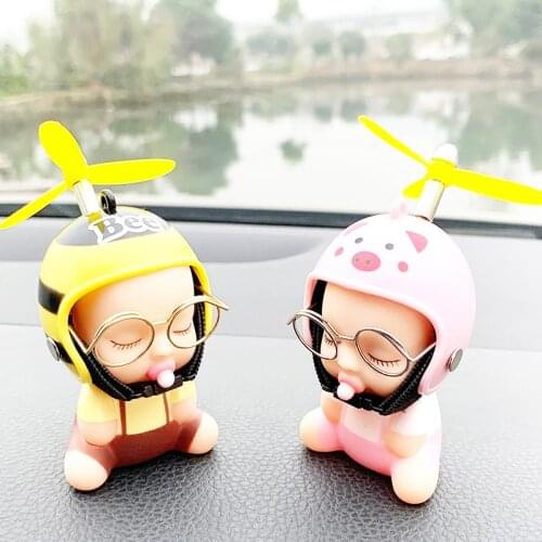1PC Car Toy Duck Pacifier Baby Doll Cute Kids With Helmet Car Interior Ornaments for Car Decoration Accessories