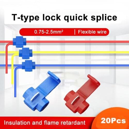20pcs Blue 0.75-2.5mm Crimp Terminals Electrical Cable Connectors Fast Quick Splice Lock 22-16 18-14 AWG Wire Terminals Crimp