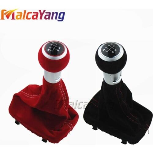 5 Speed Black Red Complete Gear Shift Knob With Soft Suede Leather Gaiter Boot Cover for Audi A3 S3 2001 2002 2003