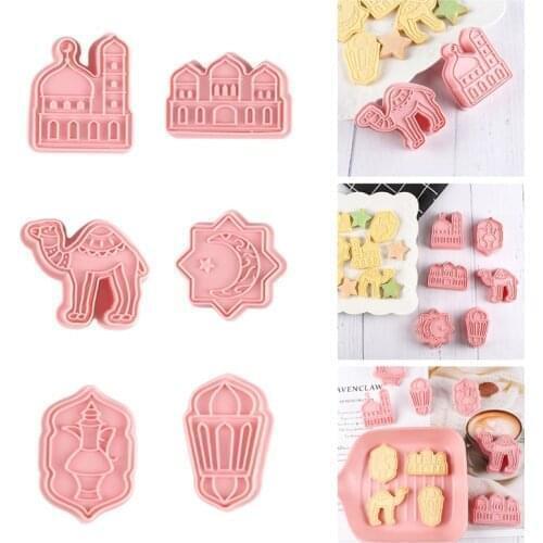 6Pcs EID MUBARAK Cookie Mold Set Camel Moon Star Biscuit Cutter DIY Cake Baking Tools For Home Ramadan Kareem Muslim Party Decor