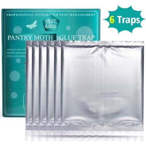 6pcs Clothes Pantry Food Moths Pheromone Killer Sticky Glue Pest Reject Fly Moth Trap for Moles Sticker Factory Restaurant