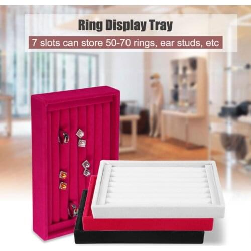 Velvet Jewelry Ring Earring Insert Display Cufflinks Organizer Jewelry Box Wooden Flat Stackable Tray Holder Storage Box Showcas