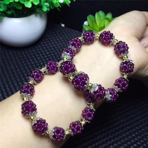 Fine Garnet Purple Yawu Bracelet Natural Stone 11mm Bead Whit Tibetan Silver Accessories Weaving Woman Bracelet