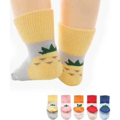 0-8 Years Toddlers Girls Socks Soft Cotton Baby Ankle Short Sock Fruit Children Socks Anti Slip Infant Floor Sock