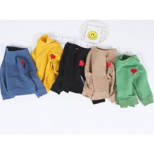 New Autumn Winter Baby Boys Girls T Shirt Outwear Cotton Sleeve Sweatshirt for Boys Heart Print Outwear Tops Baby Clothes 2-7 Y