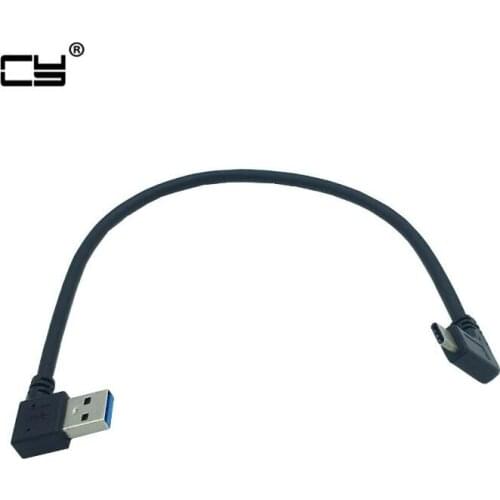 90 degree Left Angle USB 3.0 Type-A Male to 90 degree USB3.1 Type-C Male USB Data Sync & Charge Cable Connector 25cm