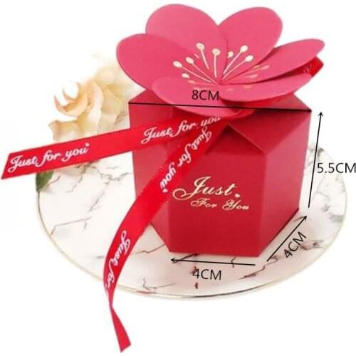 Pink Petal Chocolate Candy Boxes Cardboard Box Wedding Card Box Decoration Paper Gift Box Packaging Event Party Supplies