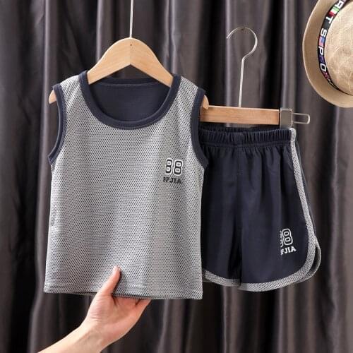 Summer Boys Clothing Sets Sport Kits Quick Dry Kids Clothing Sleeveless Tops And Shorts 2 Pcs/set XXX Big Size Girls Clothes