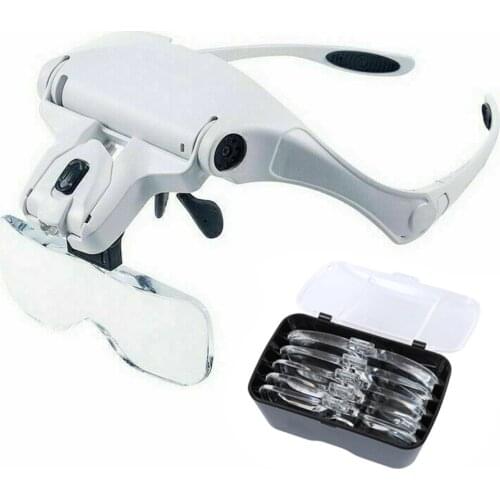 Magnifying Glasses LED Light Headband Illuminated Magnifier Head Mount Loupe Magnifier Optical Glass Tool for Repair Reading