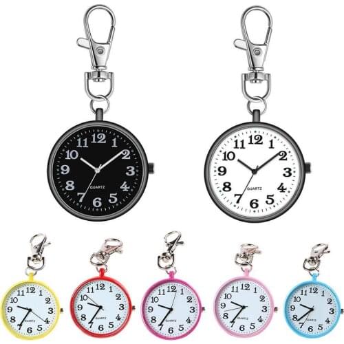Fashion Unisex Round Dial Quartz Analog Nurse Medical Keychain Pocket Watch