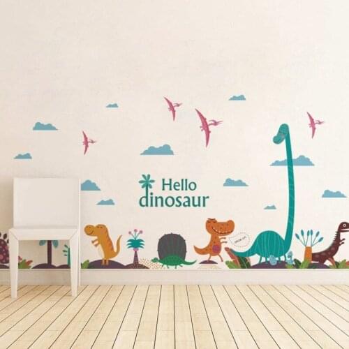 Cartoon Lovely Dinosaur Wall Stickers for Kids Room Decor Aesthetic Baby Murals Bedroom Living Room Wall Decoration Wallpaper