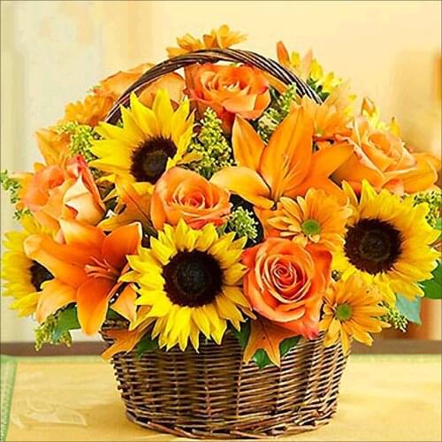 5d diy flower diamond painting cross stitch kits diamond embroidery Sunflower basket picture mosaic pattern home decor GIFT