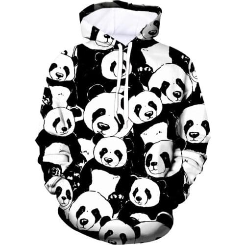 3D new panda black and white sweater men/women fashion hoodies boys girls hip-hop long-sleeved pullover hooded tops