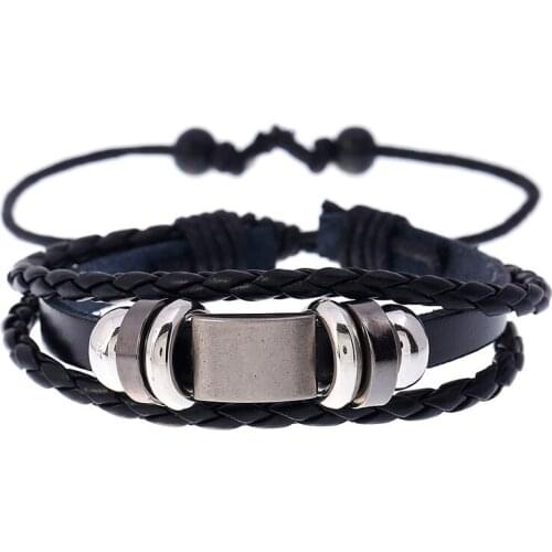 The New Korean Version of Simple Cowhide Bracelet Fashion Trend Beaded Woven Student Accessories Stall Small Jewelry