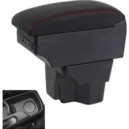 For Russia KIA K2 Rio 3 Armrest Box 2016 2012 2015 2014 2013 2012 Car Storage USB Organizer Leather Auto Cup Holder Accessories