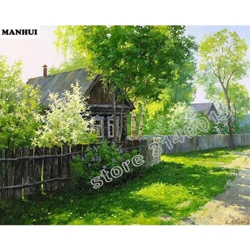 Full Square Diamond 5D DIY Diamond Painting Fence hut Embroidery Cross Stitch Rhinestone Mosaic Painting Home Decor BCD364