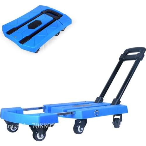 Foldable Flat Trolly Load 400LBS, 6 Wheels Household Truck with Rotary Lever, Extend Extra 12.5cm Portable Utility Cart