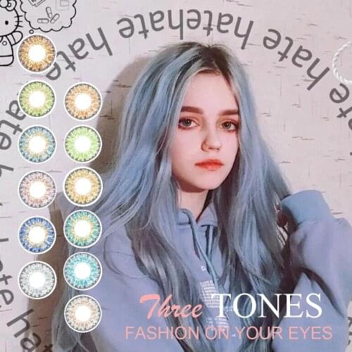 USA Hotsale Classic 12 Colors Contact Lenses Color Lens Contacts Brown Blue Gray Green 3Tones Contact lens For Eyes
