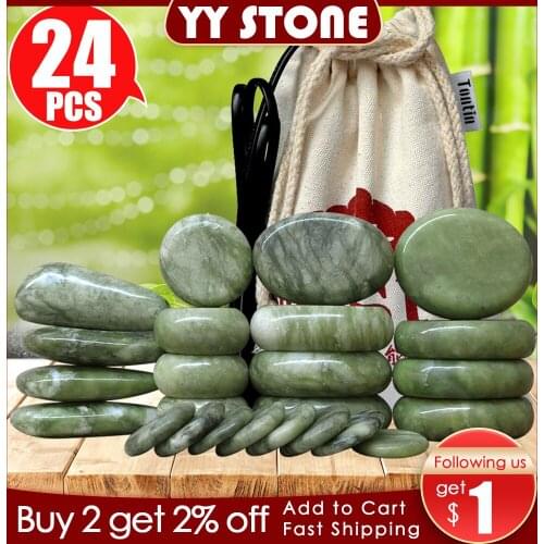 Tontin Jade glaze hot stone massage Set massager back massageador Health Care stones for massage spine basalt lava stone spa