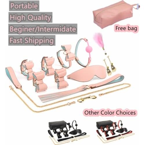 High End BDSM Bondage Kit Adult Sex Set Handcuff Whip Rope Gear for SM Torture Toys
