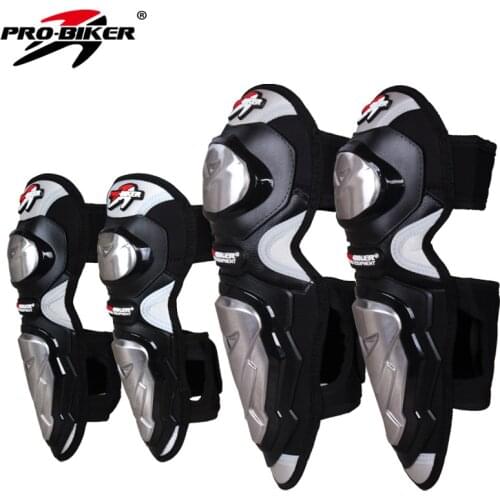 PRO-BIKER Motorcycle Riding Knee & Elbow Protector Pads Stainless Steel Shell Motocross Off-Road Racing Knee Protective Gear