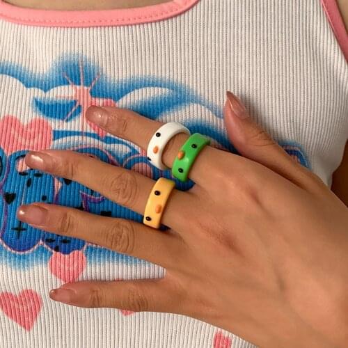 Geometric Funny Women Colorful Contrast Korean Animal Fashion Jewelry Resin Ring Frog Finger Rings Acrylic