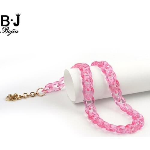 BOJIU New Resin Women Choker Necklace Lady Extended Chain Charm Link Chain Party Chokers For Women NKS068