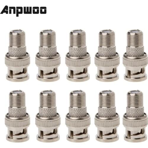 10Pcs/Set BNC Male Plug to F Female Jack Coax Connector Adapter for CCTV Camera Surveillance Video Easily Convert Video Signals