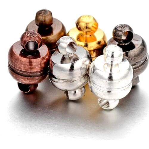100 Set Brass Magnetic Clasps, Oval, Mixed Color, 11x7mm, Hole: 1.5mm