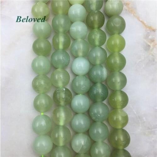 15.5" Round Smooth Green New Jades Loose Beads, Genuine Jades Jewelry Making Ball Beads, BG18097