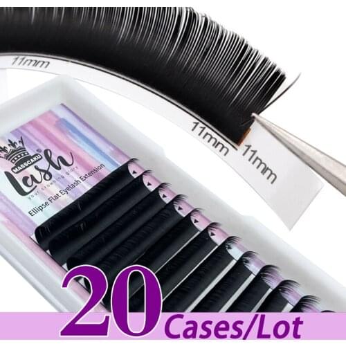 20case/lot Hot sale super soft synthetic mink flat eyelash extension 8-18mm ellipse flat eyelash extensions with private label